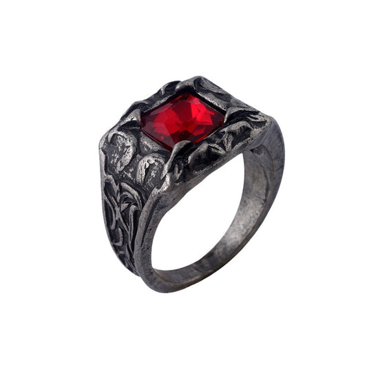 Dark Souls 3 Ring GameDragon Snake Bite Blood Ring Black Red Blue Gemstone Retro Style Ring